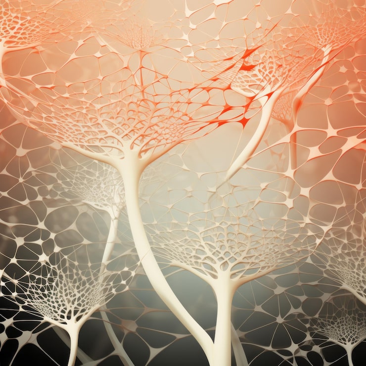 Editorial-style illustration showing the lymphatic system as a network of vessels and nodes throughout the body — soft glowing pathways in sage and cream tones, clean modern medical aesthetic